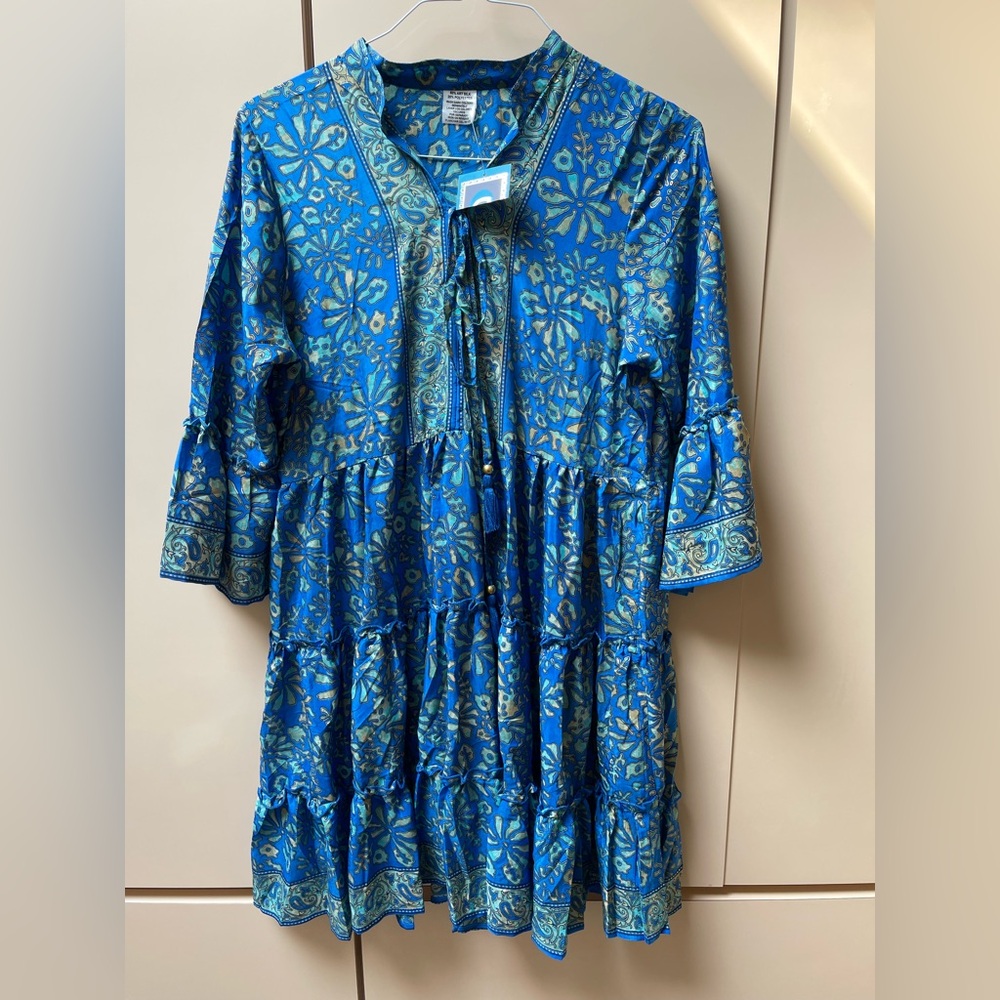 Elegant Blue Floral Women's Casual Dress